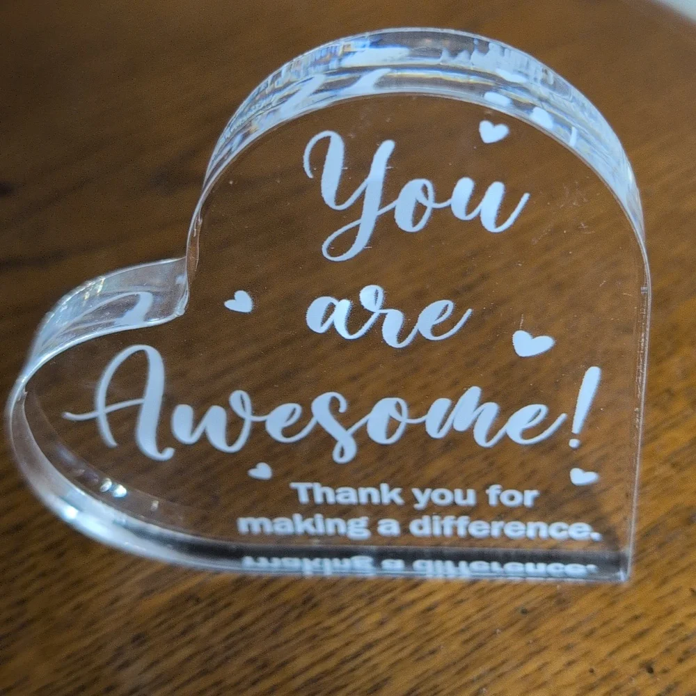 Heart-Shaped Acrylic Sign  with Inscription You Are Awesome set Of 9